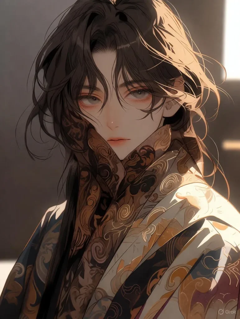 Manhwa artwork of a young boy with detailed hair and clothing