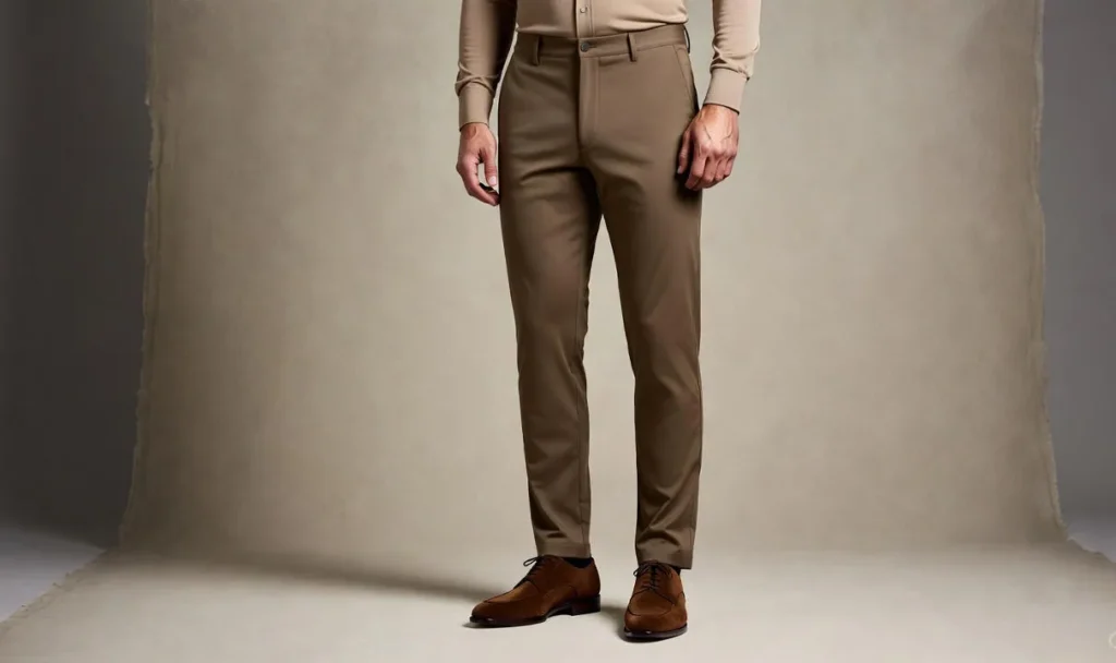 Stylish man wearing Lou Batten shoes with modern outfit.