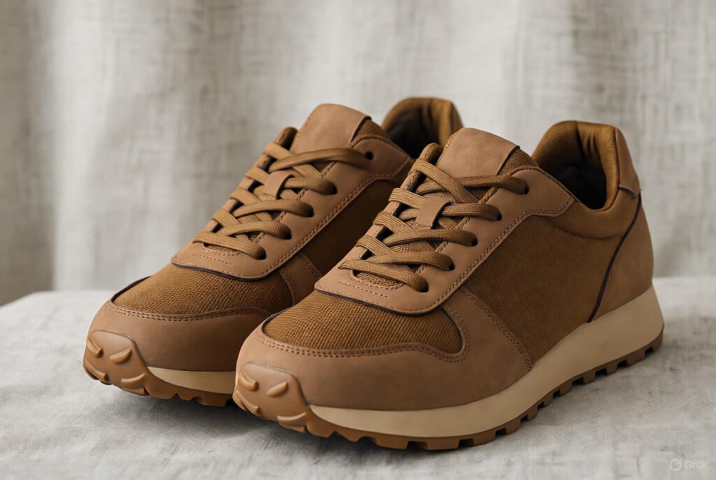 stylish brown leather sneakers for men