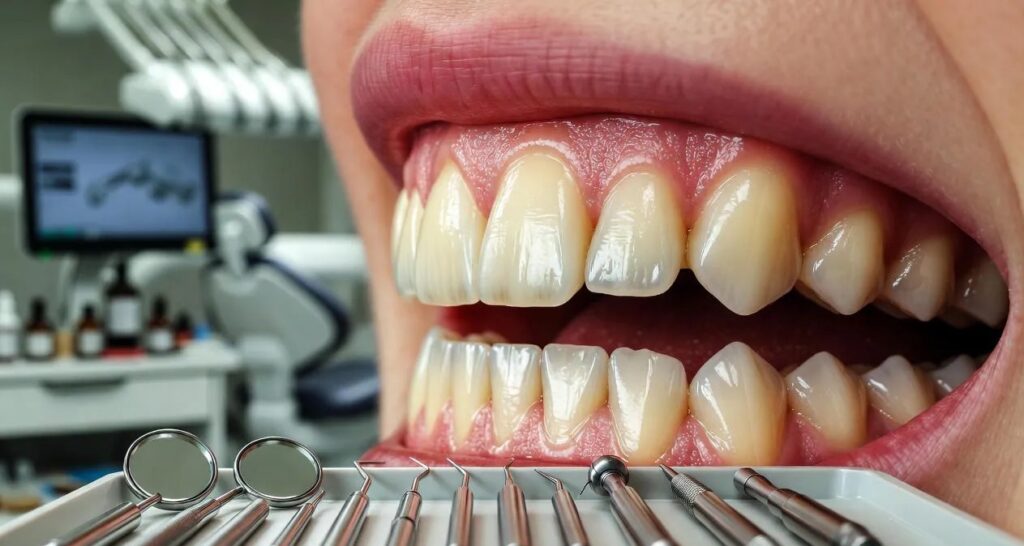 Close-up of natural-looking smile after tooth bonding restoration