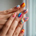 stamping nail art with floral pattern