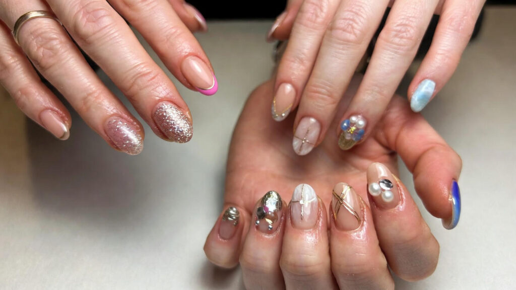 Bold metallic nail art with shimmer effect