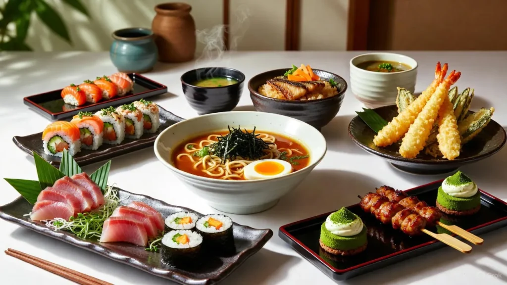 Colorful chirashi sushi bowl topped with sashimi and pickled ginger