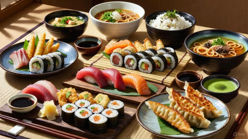 Crispy shrimp tempura served with tentsuyu dipping sauce