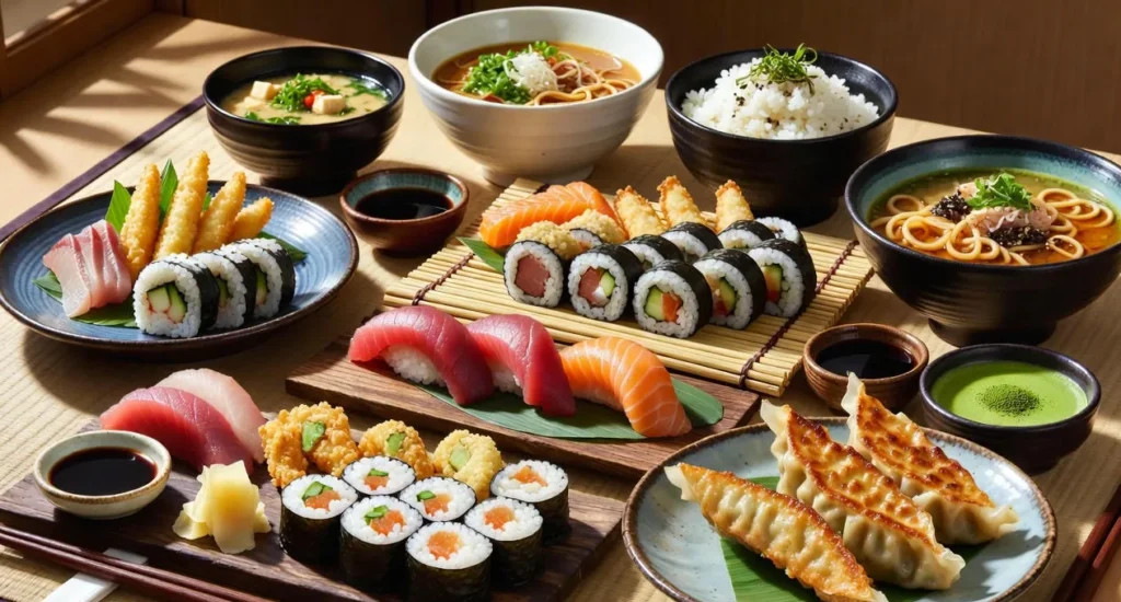 Crispy shrimp tempura served with tentsuyu dipping sauce