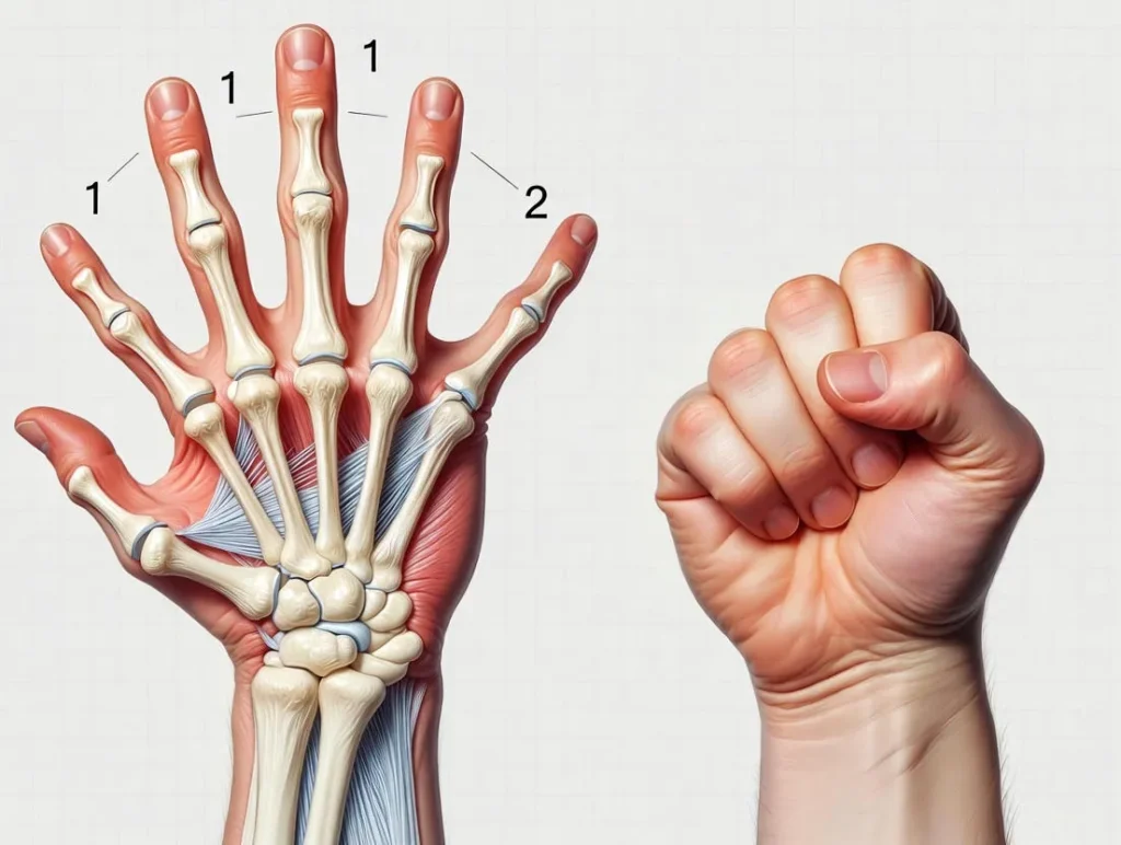 Hand doing a hand clench exercise for trigger finger."