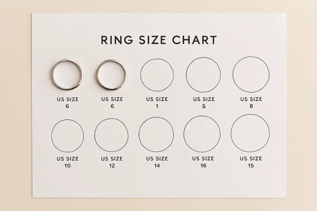 Printable ring size chart with circles for sizing