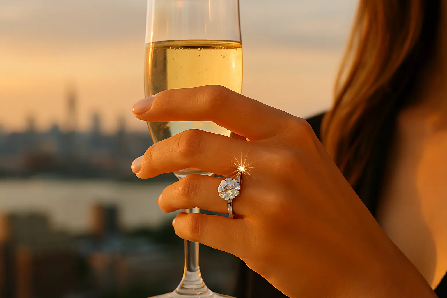 Platinum engagement ring close-up