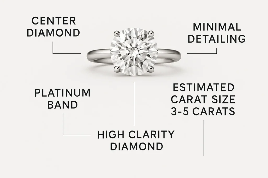 Hand wearing platinum engagement ring