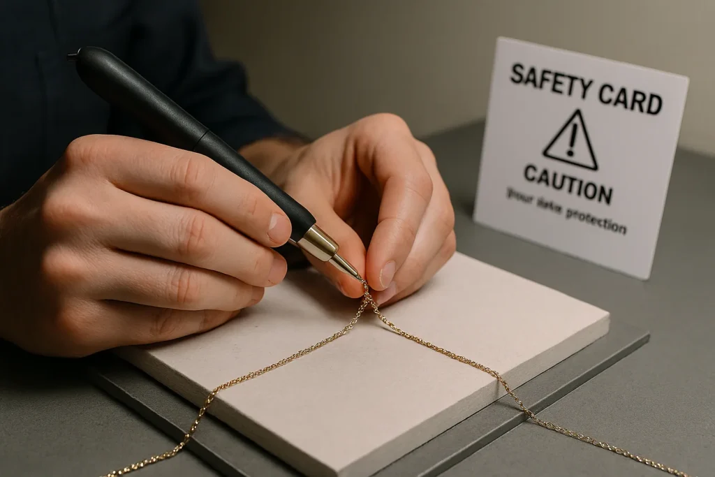 jeweler joining a fine jewelry chain using precision tools